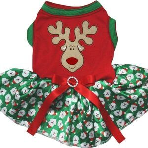 Petitebella Reindeer Face Puppy Dog Dress